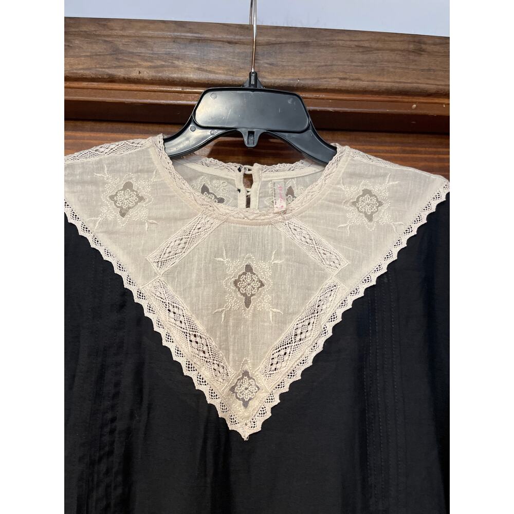Free People "Heart of Darkness" long-sleeve peplum blouse or tunic L - Picture 3 of 7